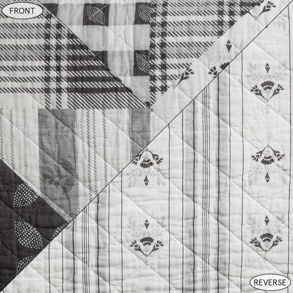 HiEnd Accents Patchwork Prairie Reversible Quilt Set QW2133-TW-BK Black Face and Back: 100% cotton; Fill: 100% polyester 68.0 x 88.0 x 0.5