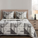 HiEnd Accents Patchwork Prairie Reversible Quilt Set QW2133-TW-BK Black Face and Back: 100% cotton; Fill: 100% polyester 68.0 x 88.0 x 0.5