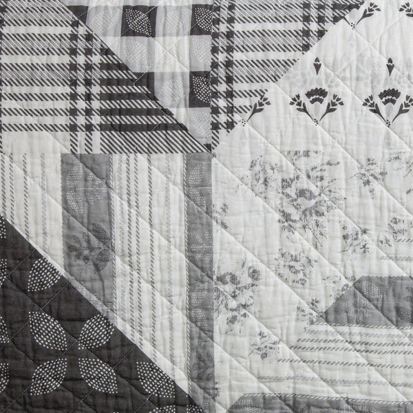 HiEnd Accents Patchwork Prairie Reversible Quilt Set QW2133-TW-BK Black Face and Back: 100% cotton; Fill: 100% polyester 68.0 x 88.0 x 0.5