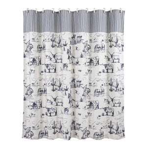 HiEnd Accents Ranch Life Shower Curtain QW2138SC White, Black 80% polyester, 20% linen 72x72