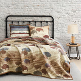 HiEnd Accents Home on the Range Reversible Quilt Set QW2237-TW-TN Tan Face and Back: 100% cotton; Fill: 100% polyester 68 x 88 x 0.5