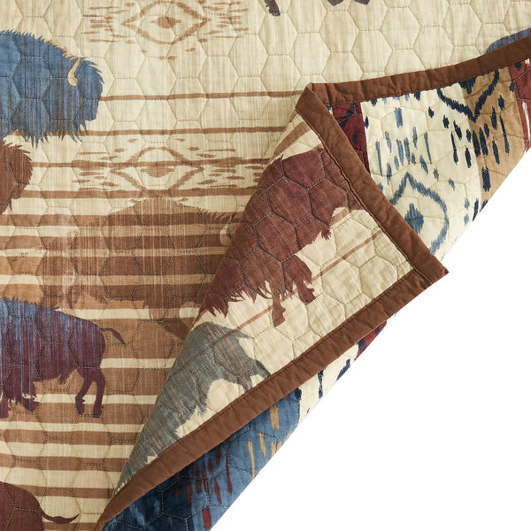 HiEnd Accents Home on the Range Reversible Quilt Set QW2237-TW-TN Tan Face and Back: 100% cotton; Fill: 100% polyester 68 x 88 x 0.5