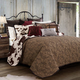 HiEnd Accents Elsa Cowhide Reversible Quilt Set QW3067-FQ-OC Brown Face and Back: 100% cotton; Fill: 100% polyester 92x96x1