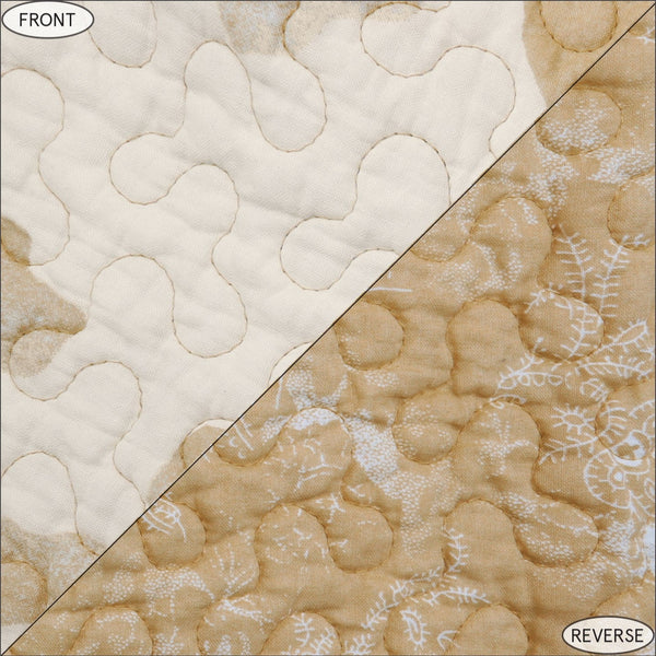 HiEnd Accents Elsa Cowhide Reversible Quilt Set QW3067-KG-LT Light Tan Face and Back: 100% cotton; Fill: 100% polyester 110x96x1