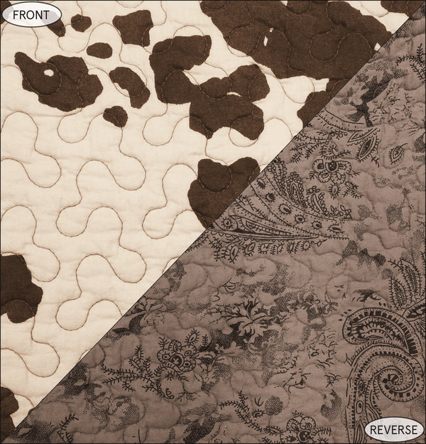 HiEnd Accents Elsa Cowhide Reversible Quilt Set QW3067-TW-OC Brown Face and Back: 100% cotton; Fill: 100% polyester 68x88x1