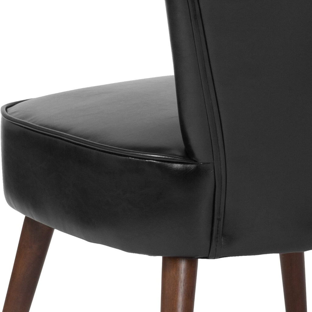 English Elm EE2337 Midcentury Commercial Grade Leather Side Chair Black LeatherSoft EEV-15674