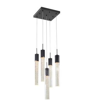 Bethel Black Chandelier in Stainless Steel & Crystal