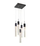 Bethel Black Chandelier in Stainless Steel & Crystal