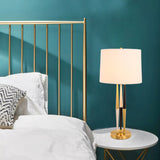 Bethel Gold, White, & Black Table Lamp in Metal