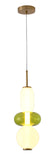 Bethel Gold, White & Green LED Pendant in Metal & Glass