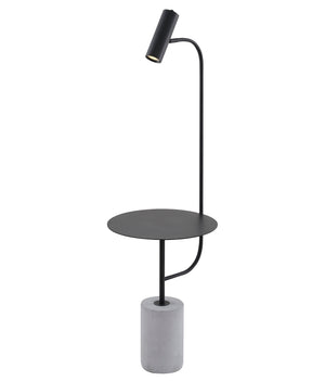 Bethel Matte Black Floor Lamp in Metal & Marble