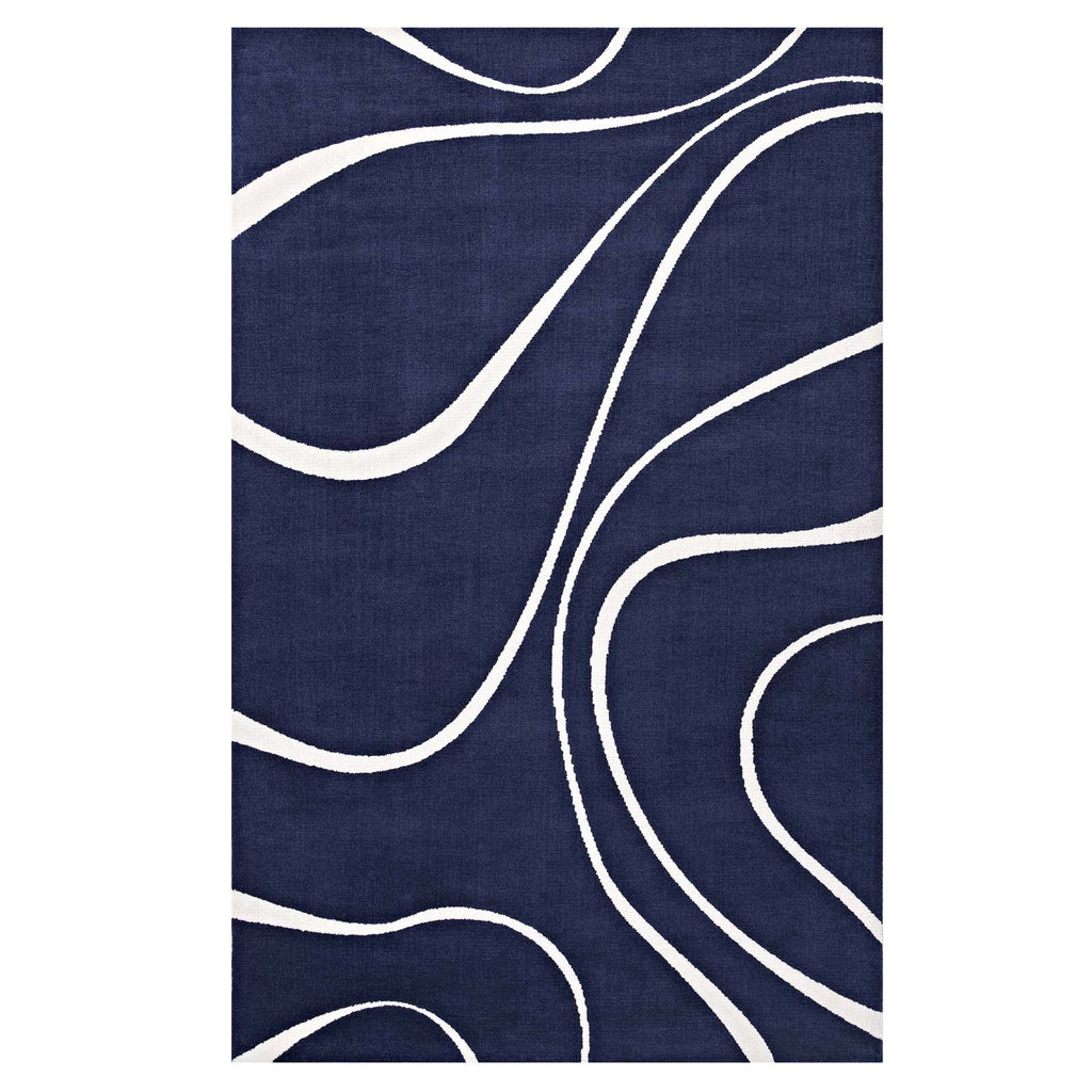 Therese Abstract Swirl 8x10 Area Rug Navy and Ivory R-1002A-810