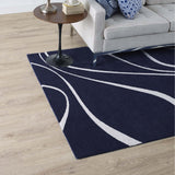 Therese Abstract Swirl 8x10 Area Rug Navy and Ivory R-1002A-810