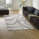 Therese Abstract Swirl 5x8 Area Rug Ivory and Charcoal R-1002D-58