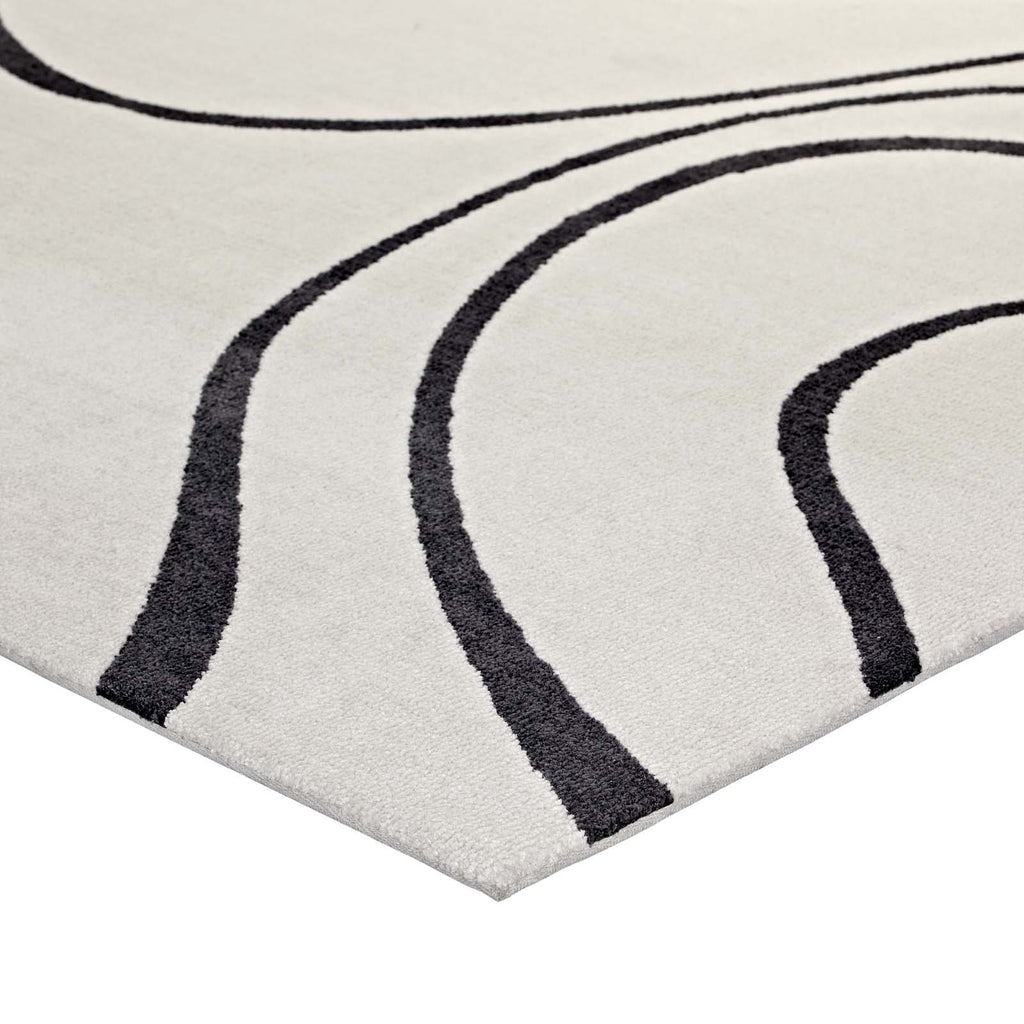 Therese Abstract Swirl 8x10 Area Rug Ivory and Charcoal R-1002D-810
