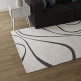 Therese Abstract Swirl 8x10 Area Rug Ivory and Charcoal R-1002D-810
