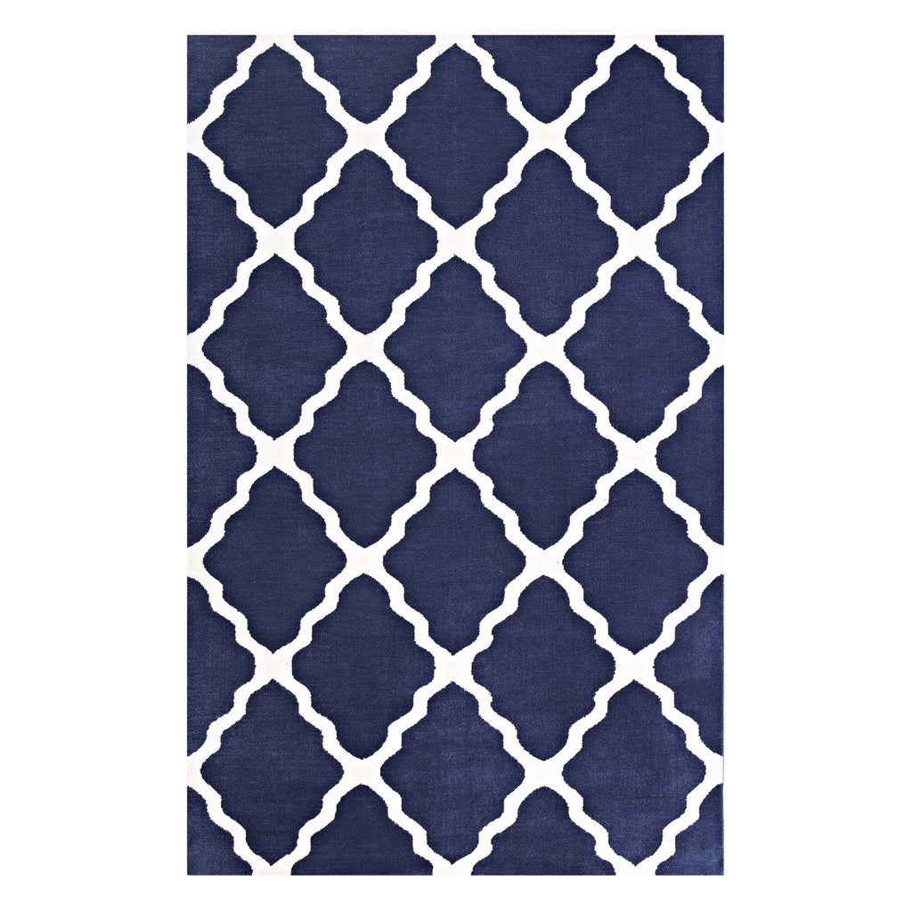 Marja Moroccan Trellis 5x8 Area Rug Navy and Ivory R-1003A-58