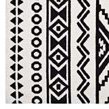 Haku Geometric Moroccan Tribal 8x10 Area Rug Black and White R-1010A-810