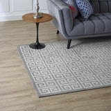 Freydis Greek Key 5x8 Area Rug White and Light Gray R-1013B-58