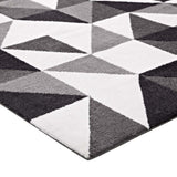 Kahula Geometric Triangle Mosaic 5x8 Area Rug Black, Gray and White R-1014A-58