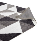 Kahula Geometric Triangle Mosaic 5x8 Area Rug Black, Gray and White R-1014A-58