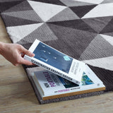 Kahula Geometric Triangle Mosaic 5x8 Area Rug Black, Gray and White R-1014A-58