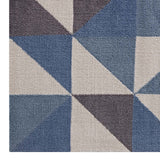 Kahula Geometric Triangle Mosaic 5x8 Area Rug Blue, White and Gray R-1014B-58