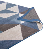 Kahula Geometric Triangle Mosaic 5x8 Area Rug Blue, White and Gray R-1014B-58