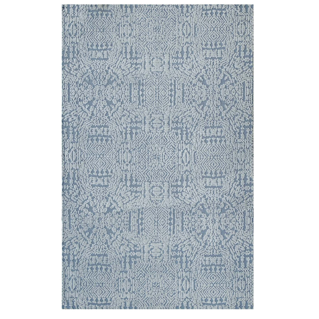 Javiera Contemporary Moroccan 5x8 Area Rug Ivory and Light Blue R-1018A-58