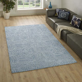 Javiera Contemporary Moroccan 5x8 Area Rug Ivory and Light Blue R-1018A-58