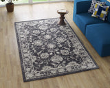 Kazia Distressed Floral Lattice 5x8 Area Rug Dark Gray and Ivory R-1020A-58