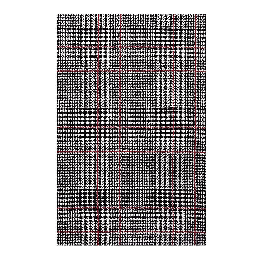 Kaja Abstract Plaid 5x8 Area Rug Ivory, Black and Red R-1024A-58