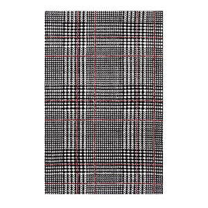 Kaja Abstract Plaid 5x8 Area Rug Ivory, Black and Red R-1024A-58