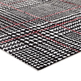 Kaja Abstract Plaid 5x8 Area Rug Ivory, Black and Red R-1024A-58