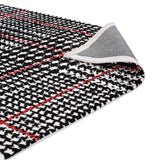 Kaja Abstract Plaid 5x8 Area Rug Ivory, Black and Red R-1024A-58