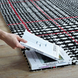 Kaja Abstract Plaid 5x8 Area Rug Ivory, Black and Red R-1024A-58