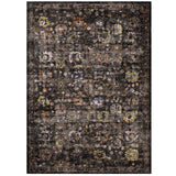 Minu Distressed Floral Lattice 4x6 Area Rug Black, Yellow and Orange R-1091A-46