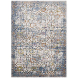 Minu Distressed Floral Lattice 4x6 Area Rug Light Blue, Yellow and Orange R-1091B-46