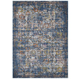 Minu Distressed Floral Lattice 4x6 Area Rug Blue Gray, Yellow and Orange R-1091C-46