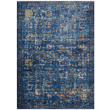 Minu Distressed Floral Lattice 4x6 Area Rug Dark Blue, Yellow and Orange R-1091D-46