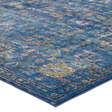 Minu Distressed Floral Lattice 5x8 Area Rug Dark Blue, Yellow and Orange R-1091D-58