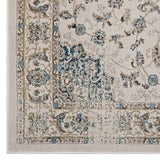 Atara Distressed Vintage Persian Medallion 5x8 Area Rug Teal and Beige R-1102A-58