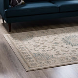 Atara Distressed Vintage Persian Medallion 5x8 Area Rug Teal and Beige R-1102A-58