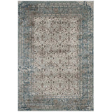 Dilys Distressed Vintage Floral Lattice 8x10 Area Rug Teal, Brown and Beige R-1103A-810