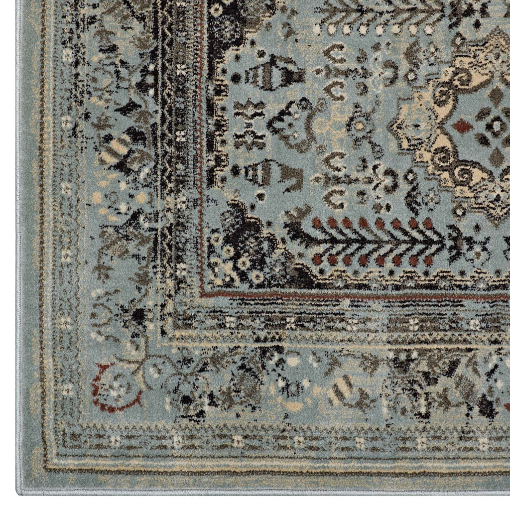 Enye Distressed Vintage Floral Lattice 8x10 Area Rug Brown and Silver Blue R-1105A-810