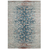 Hesper  Distressed Contemporary Floral Lattice 5x8 Area Rug Teal, Beige and Brown R-1110A-58