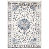 Lilja Distressed Vintage Persian Medallion 5x8 Area Rug Ivory and Moroccan Blue R-1127B-58