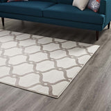 Beltara Chain Link Transitional Trellis 5x8 Area Rug Beige and Ivory R-1129C-58