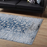 Chiara Distressed Floral Lattice Contemporary 5x8 Area Rug Moroccan Blue R-1131A-58