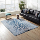 Chiara Distressed Floral Lattice Contemporary 5x8 Area Rug Moroccan Blue R-1131A-58